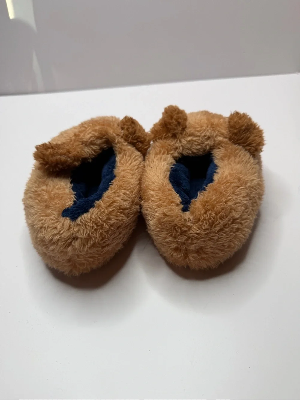 FREE 2 DREAM Kids' Animal Brown Plush Puppy Slippers 11-12